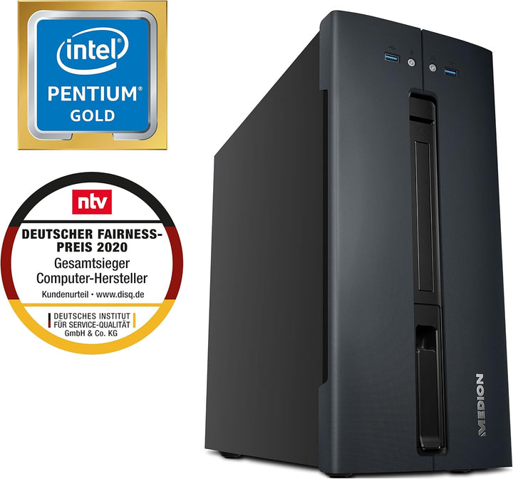 MEDION E22009 Desktop PC (Intel Gold G6405, 256 GB PCIe SSD, 8 GB DDR4 RAM, Hot-Swap, Win 10 Home) G