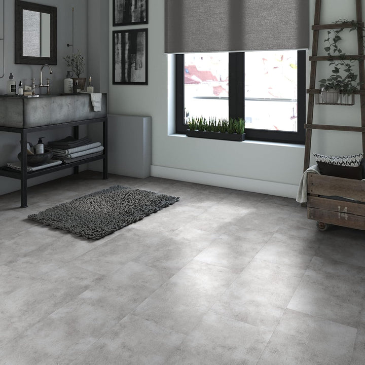 ARTENS - PVC Bodenbelag Shy Industry - Selbstklebende Fliesen - Betoneffekt - Hellgrau - Medio - 60,