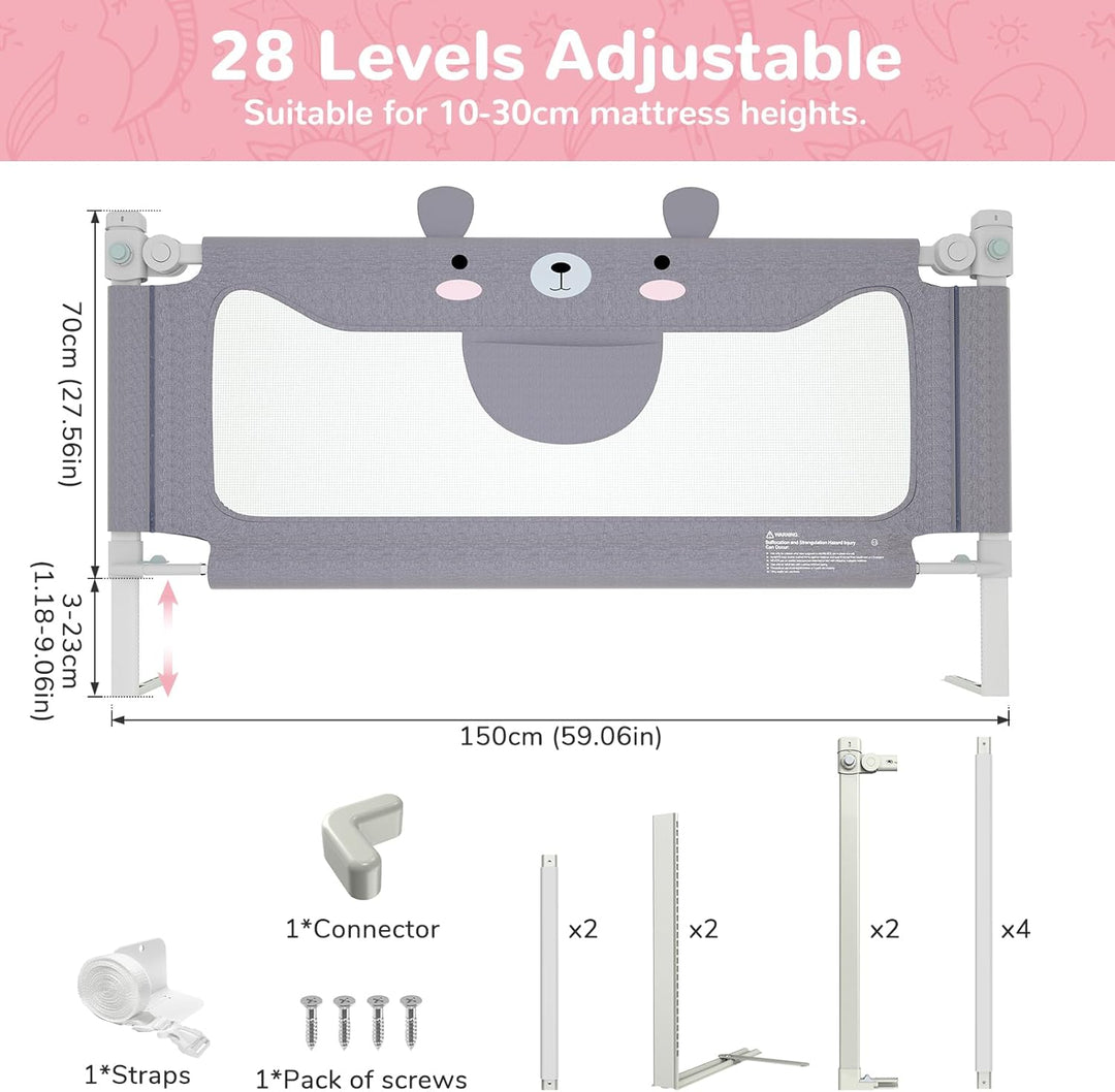 Kuro-sagol Rausfallschutz Bett Bettgitter für Baby Elternbett mit Absenkbarem Design und praktischer