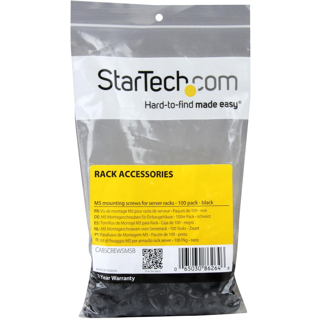 StarTech.com M5 x 12mm - Montageschrauben - 100er Pack - M5 Schrauben für Server Rack und Serverschr