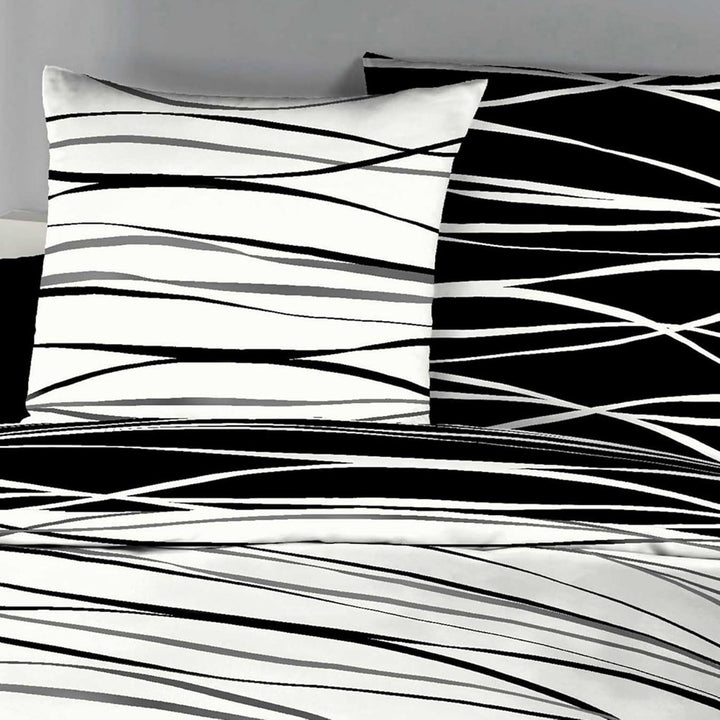 Kaeppel Wendebettwäsche Mako-Satin schwarz-weiss Grösse 155x220 cm (80x80 cm) 155x220 cm + 80x80 cm,