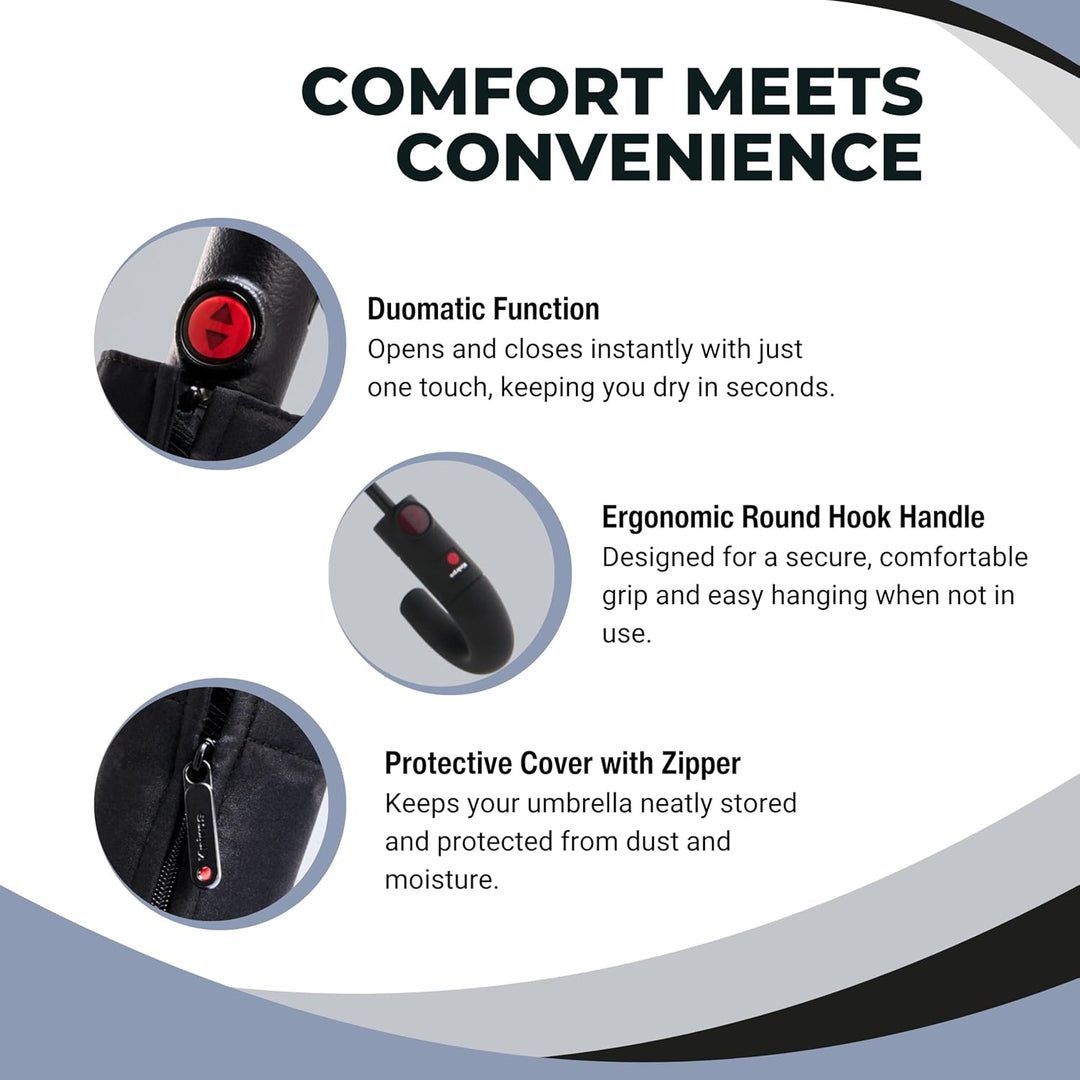 Knirps Taschenschirm T.260 Medium Duomatic Black - Automatisches Öffnen und Schliessen - winddicht -