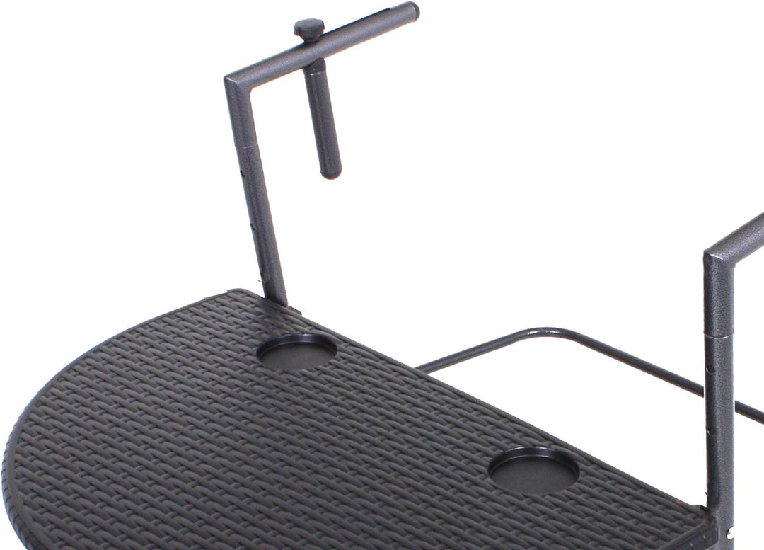 Balkontisch, Klapptisch, Rattan-Optik 83 x 36 x 39,5cm Schwarz, Gartentisch 83 x 36 x 39.5cm Schwarz