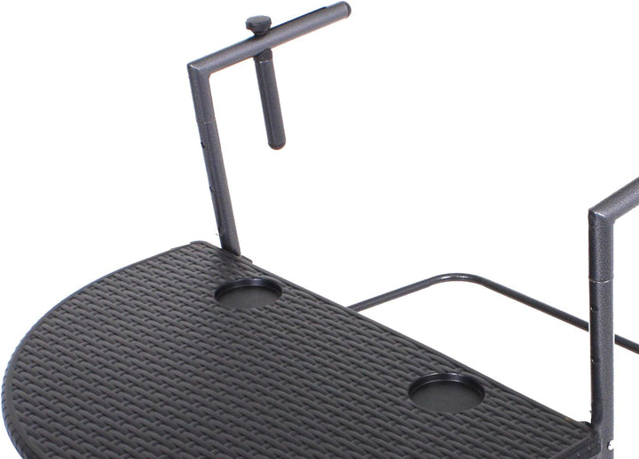 Balkontisch, Klapptisch, Rattan-Optik 83 x 36 x 39,5cm Schwarz, Gartentisch 83 x 36 x 39.5cm Schwarz