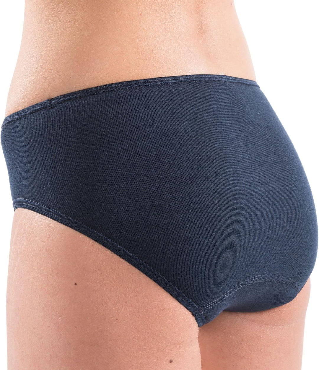 HERMKO 1031 Damen Midi-Slip Bio-Baumwolle 4er Pack (Weitere Farben), 44-46 Marine