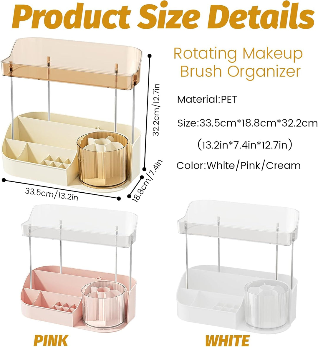 DASITON Make Up Kosmetik Organizer, 360° drehbarer Make Up Pinsel Organizer, Schmink Aufbewahrung fü