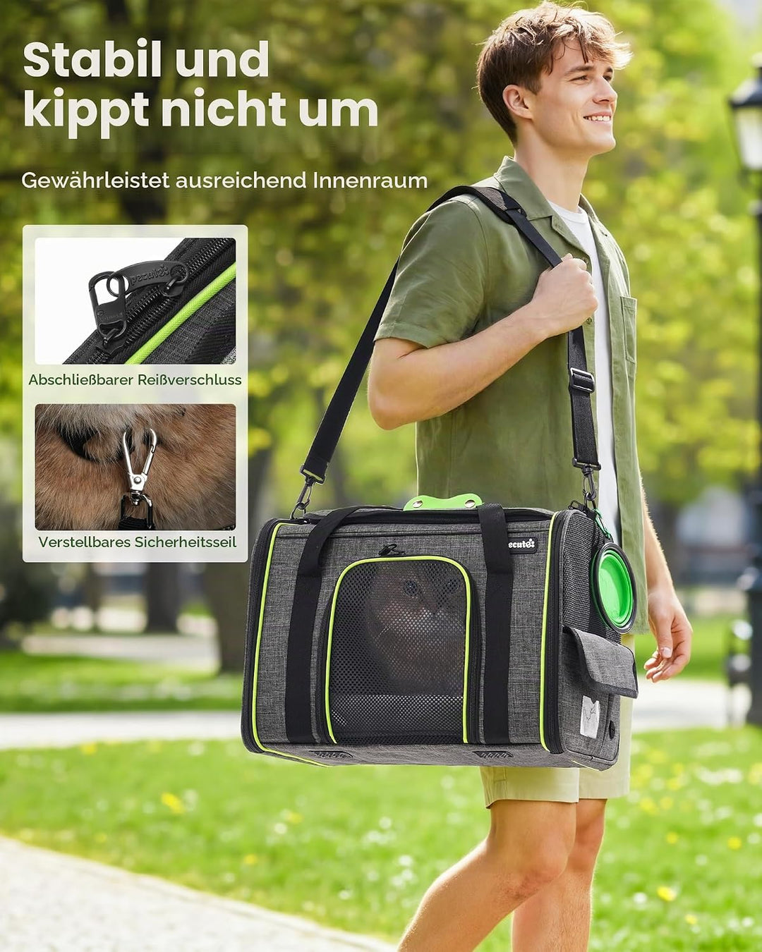 pecute Transportbox Katze,Katzen Transportboxen mit Haustiernest, Faltbare Katzentasche Transporttas