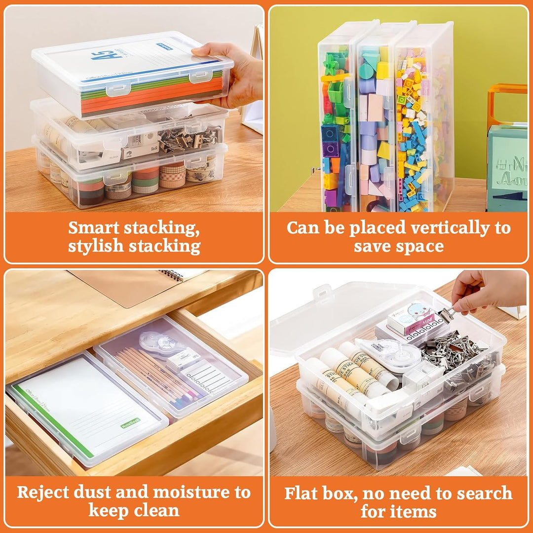 Aufbewahrungsbox Für Büromaterial, Plastik, Stiftebox Mit Snap-Dicht Deckel, Stapelbar, Für Schreibw