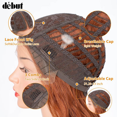 DÉBUT Lace Front Perücke 75 cm Wasserwelle Super lange Perücke 5% Brasilianisches Reines Echthaar un