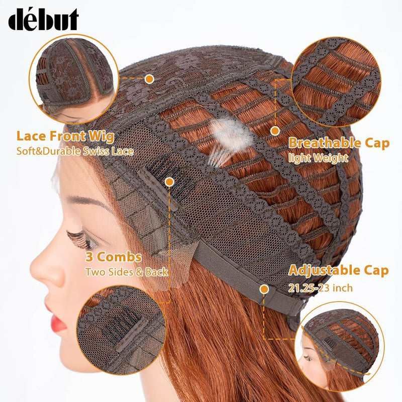 DÉBUT Lace Front Perücke 75 cm Wasserwelle Super lange Perücke 5% Brasilianisches Reines Echthaar un