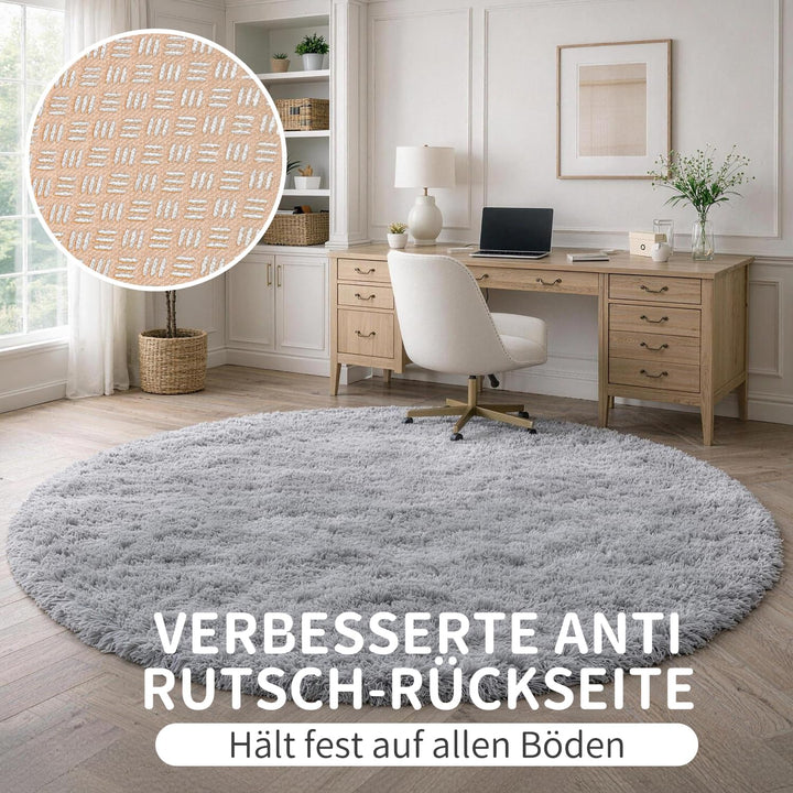 VOFUSHON Schlafzimmer Shaggy Plüsch runden Teppich Bunte Batik Faux Flauschiger Samt Moderne Innente
