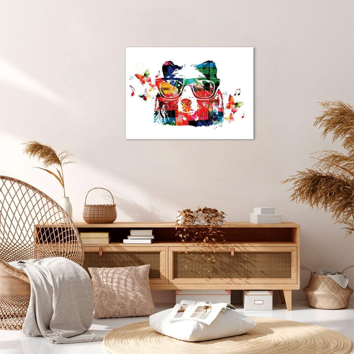 Bilder auf Leinwand Bär Gläser Grizzly hipster Leinwandbild 70x50cm Wandbilder Dekoration Wohnzimmer