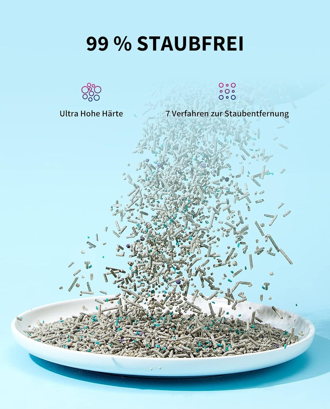 PETKIT 5 in 1 Gemischtes Katzenstreu, Spülbar, Geruchsfrei, Aktivkohle, Extrem Saugfähig und Schnell