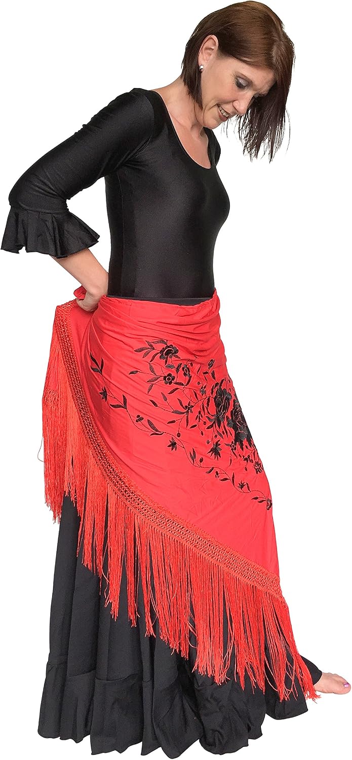 La Senorita Spanischer Manton Tuch Schal bestickt. Flamenco-Tücher für das Fair-, Sevillana- oder Fl
