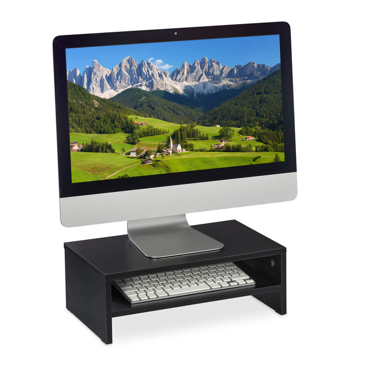 Relaxdays Monitorständer, Bildschirmerhöhung mit Fach, HBT: 14 x 40 x 23,5 cm, Schreibtisch, Büro &amp;