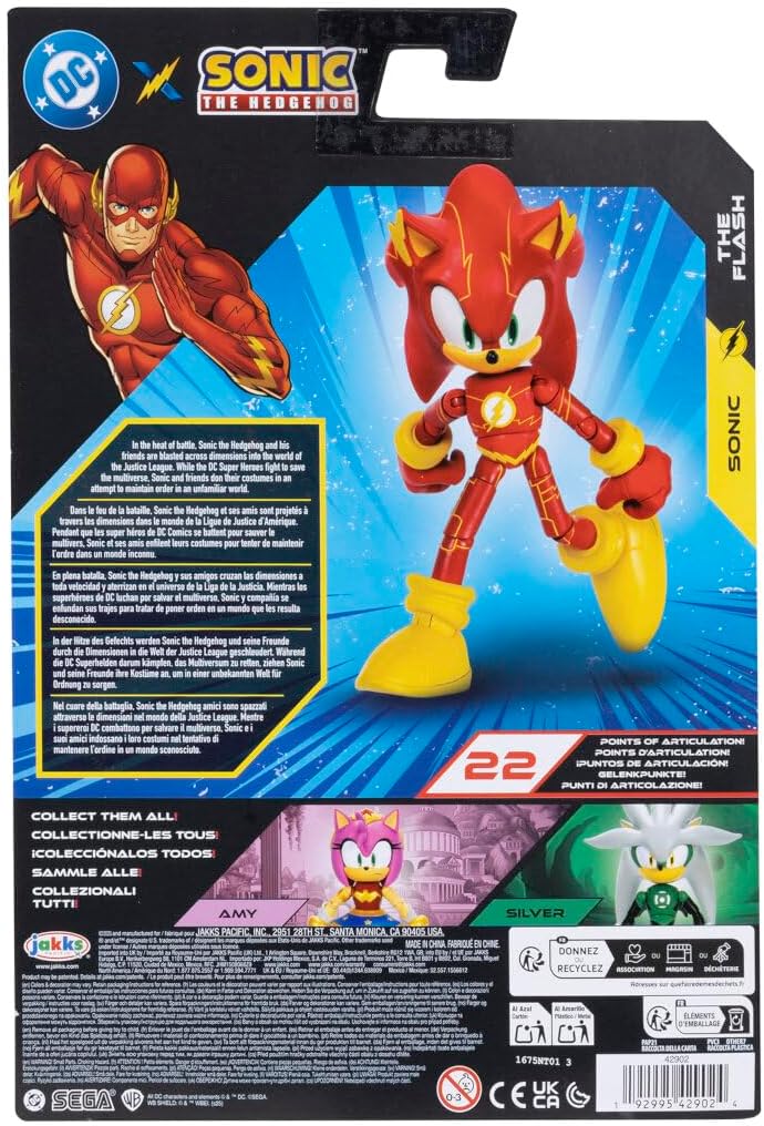 Sonic The Hedgehog DC x Sonic Sonic als The Flash – 13 cm grosse Actionfigur, offiziell lizenziert v