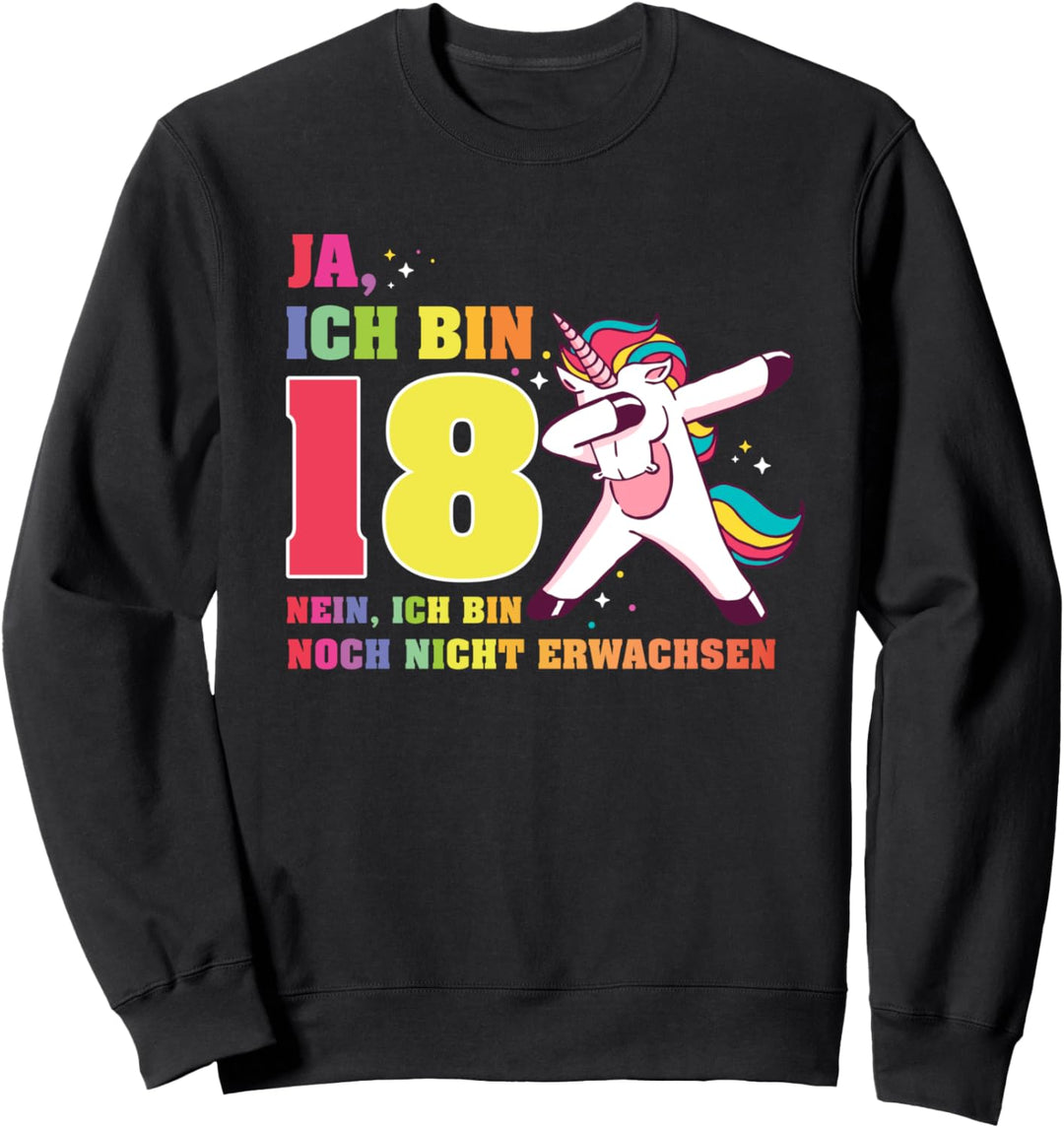 Ja ich bin 18 Einhorn Dab Dabbing 18 Geburtstag 2002 Mädchen Sweatshirt