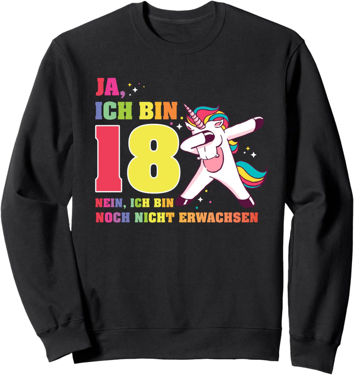 Ja ich bin 18 Einhorn Dab Dabbing 18 Geburtstag 2002 Mädchen Sweatshirt