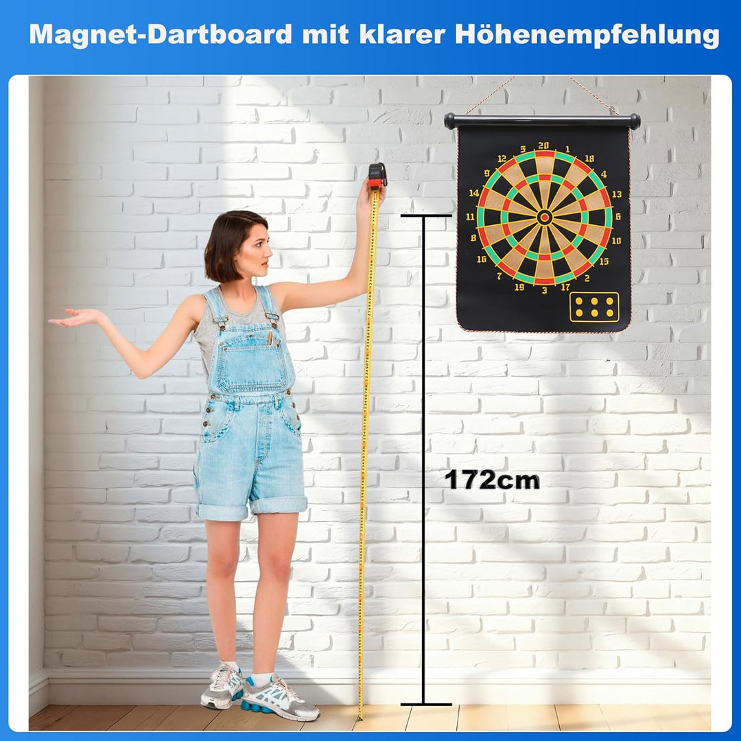 Magnetisch Dartscheibe Kinder Doppelseitige Dartscheibe mit 12 Dartpfeilen & 6 Ersatzflügel, Outdoor