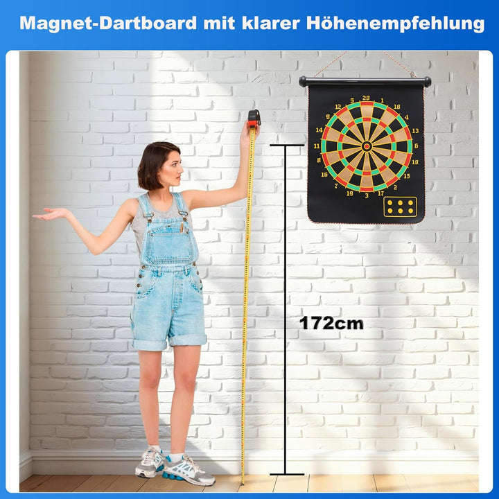 Magnetisch Dartscheibe Kinder Doppelseitige Dartscheibe mit 12 Dartpfeilen & 6 Ersatzflügel, Outdoor
