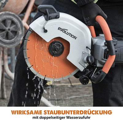 Evolution R300DCT +, 300 mm Betonsäge - 2400W Motor, kein Benzin, 115 mm Schnitt, inkl. Premium Diam