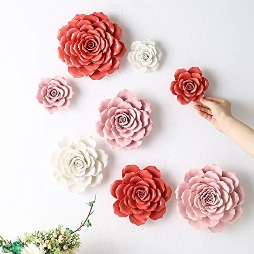 ALYCASO Rose Keramik Blume Wanddekoration Künstliche 3D Blume Wandkunst für Wohnzimmer Zuhause Flur