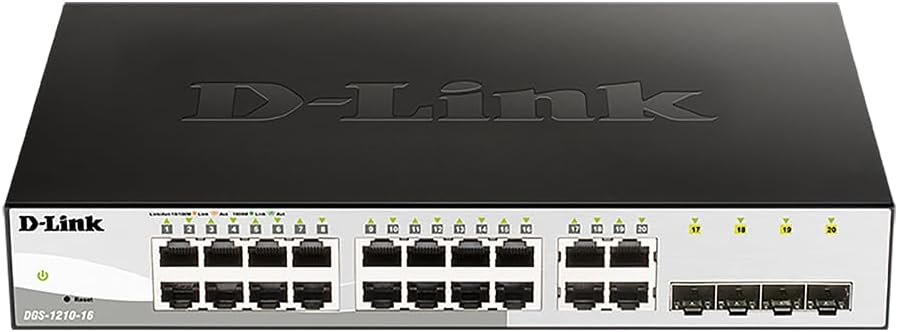 D-Link DGS-1210-16 16-Port Smart Gigabit Switch (12 x 10/100/1000 Mbit/s TP (RJ-45) Ports und 4x Min