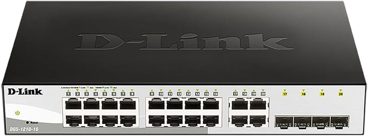 D-Link DGS-1210-16 16-Port Smart Gigabit Switch (12 x 10/100/1000 Mbit/s TP (RJ-45) Ports und 4x Min