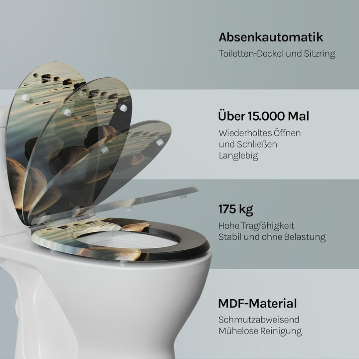 WOLTU #2 Premium WC-Sitz Toilettensitz mit Absenkautomatik, MDF Holzkern, Softclose Scharnier, Antib