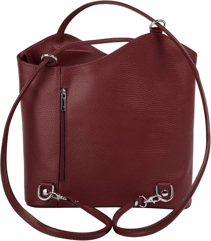 Shopper Rucksack Kombination Echt Leder Damen Made in Italy | 2in1 Handtasche | wandelbare Umhängeta