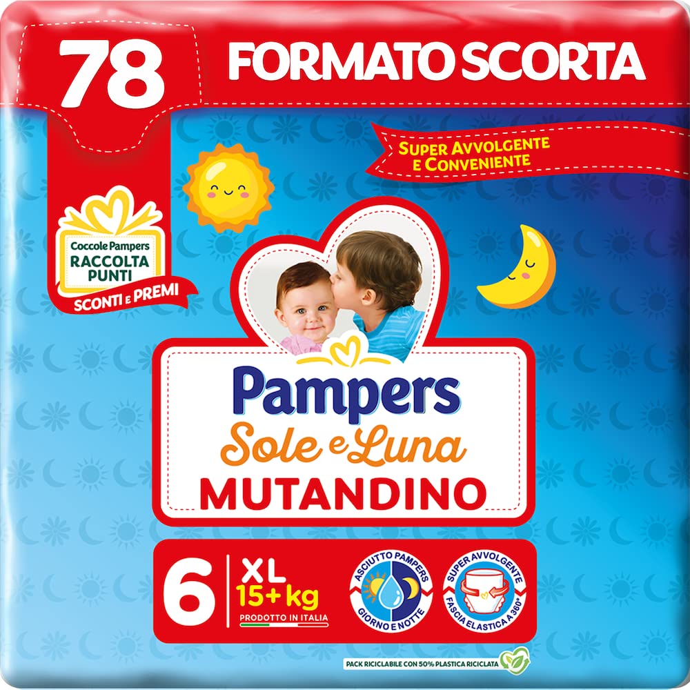 Pampers Sonne und Mond extra grosse Höschenwindel, Grösse 6 (15+ kg), 78 Windeln Taglia 6 (Confezion