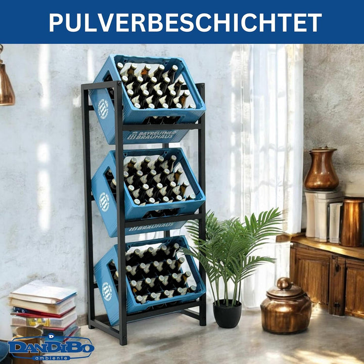 DanDiBo Getränkekistenregal 3 Kisten Schmal Metall Stehend 96599 Kistenregal Getränkekistenhalter 47