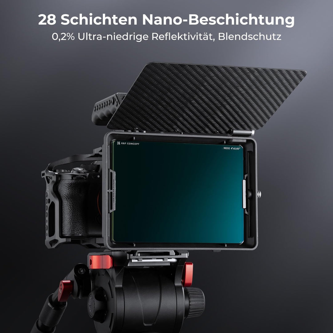 K&F Concept 4 x 5,65" ND32 Filter(5 Blendenstufen),Dicke 4mm Rechteckfilter quadratischer Graufilter