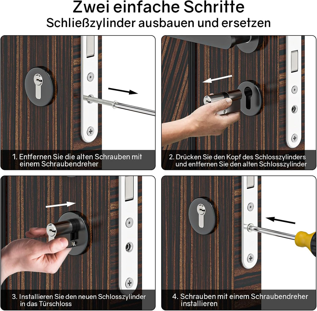 MANICAF 2 Stück Schliesszylinder 30/30, Schliesszylinder Gleichschliessend, Profilzylinder, Zylinder