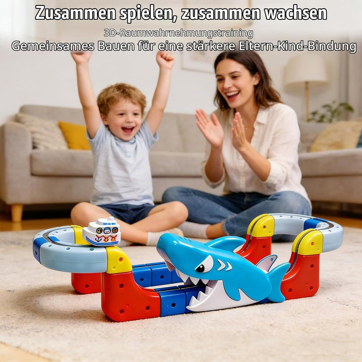 3T6B Electric Train Set Flexible Cube Track, DIY Magic Rail Block mit Schwerkraftdefying 3D-Layouts,