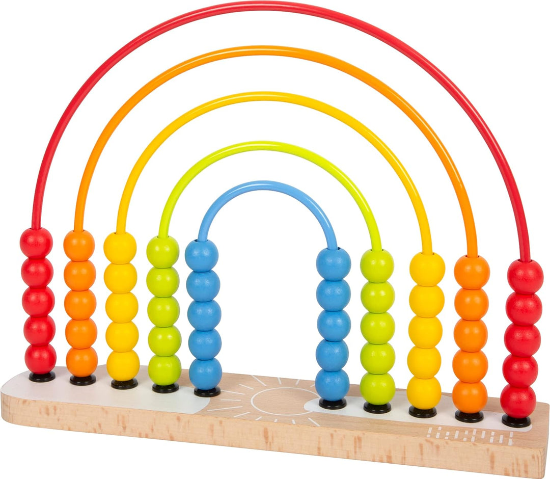 small foot Motorikschleife und Abakus, ab 12 Monaten, in Regenbogenfarben, mit 50 bunten Holzperlen,
