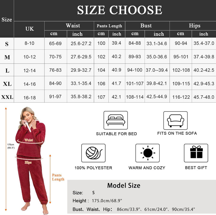 Niwicee Schlafanzug Damen Lang Pyjama Damen 2-Set, Hausanzug Damen Kuschelig Weich Nachtwäsche Sleep