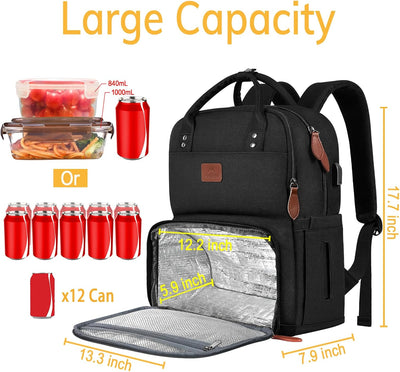 MATEIN Laptop Lunch Rucksack, Picknick Rucksack mit Isoliertem Kühlfach, 17 Zoll Eisrucksack für Män