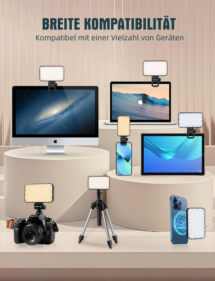 YOHOOLYO Selfie Licht Handy mit Weichem Diffusor und Ständer 2500K-9500K CRI 95+ Rechargeable Fotoli