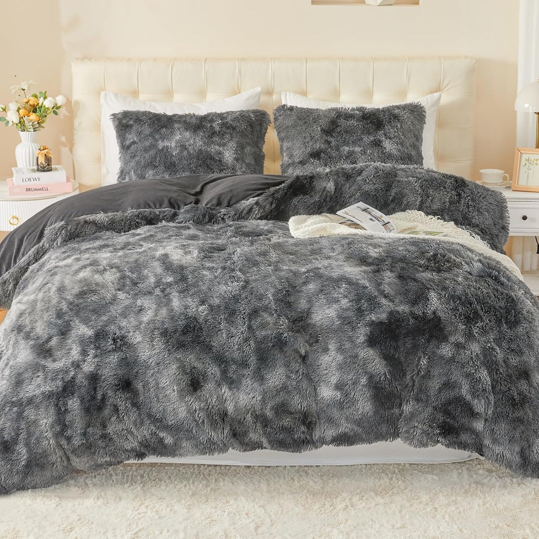 EMME Plüsch Bettwäsche Set 200x200cm Biber Flauschige Bettdecke Set für Bett Shaggy und Plüsch weich