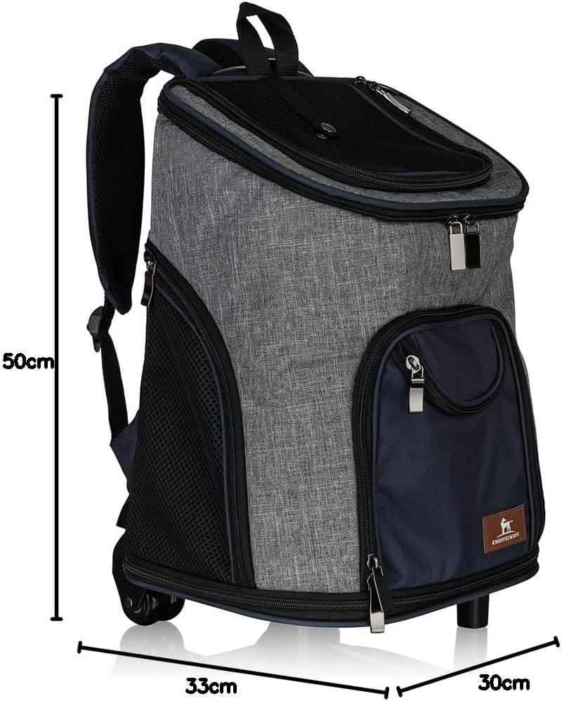 Knuffelwuff Hunderucksack Trolley faltbar 2 in 1 mit Rollen und Griff 33x30x50cm