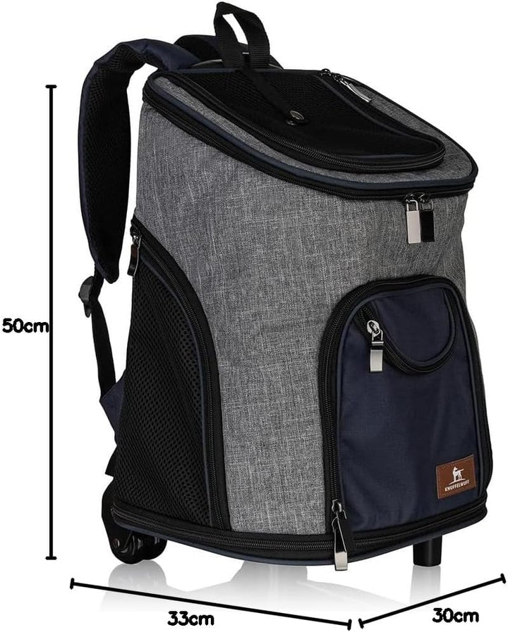 Knuffelwuff Hunderucksack Trolley faltbar 2 in 1 mit Rollen und Griff 33x30x50cm