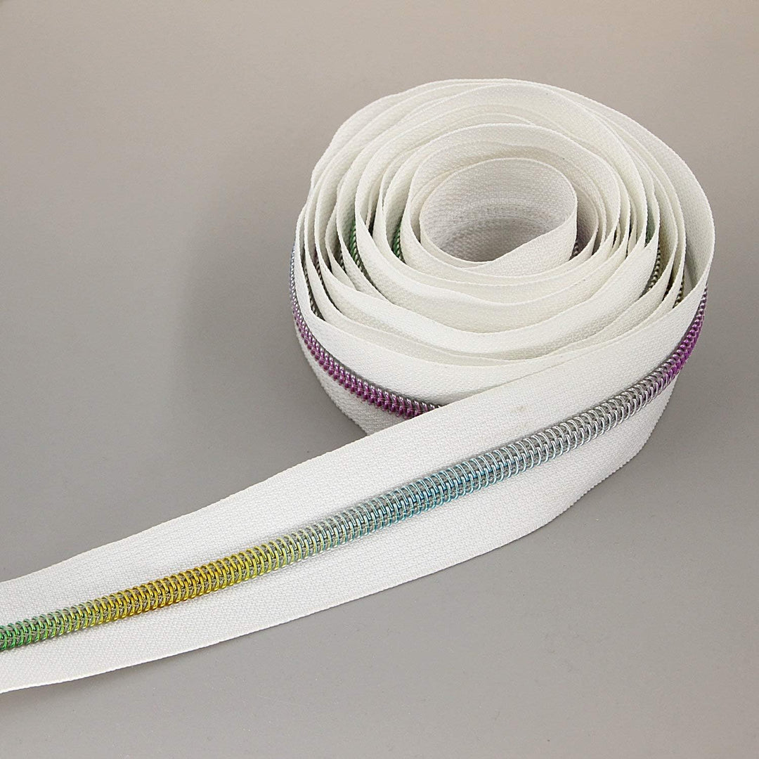 Leekayer 5# Reissverschlüsse Bunte oder goldene Zähne Reissverschluss Zufällig senden 9 m weisses Kl