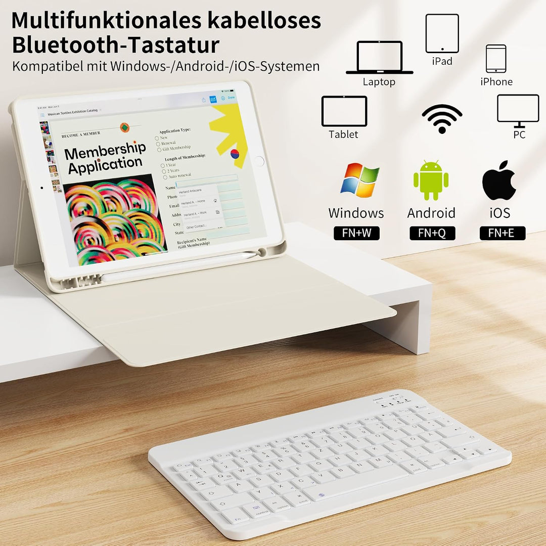 Tastatur Hülle für iPad 9. Generation 10,2 Zoll mit Stifthalter, Magnetisch Bluetooth Abnehmbarer Ta