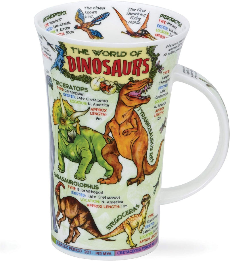 Dunoon Tasse aus feinem Knochenporzellan, Glencoe-Form, World of Dinosaurs Paleontology