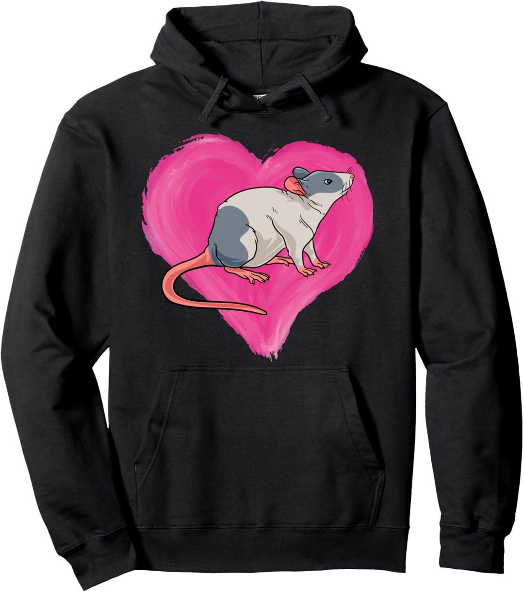 Ratte Herz Design Nagetier Liebe Love Ratten Pullover Hoodie