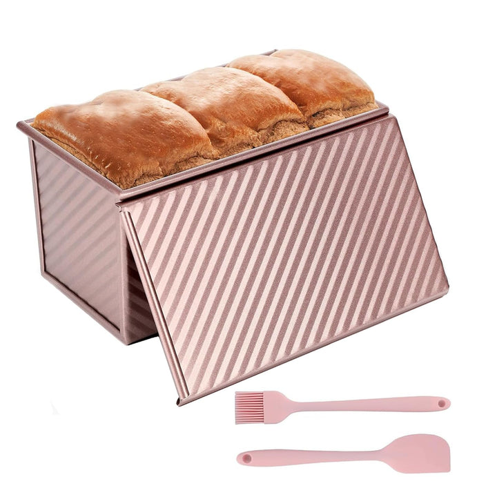 Toastbrotform Aluminium, Toastbrot Backform Mit Deckel 450g, Brot Antihaft Brotformen, Mit Teigschab