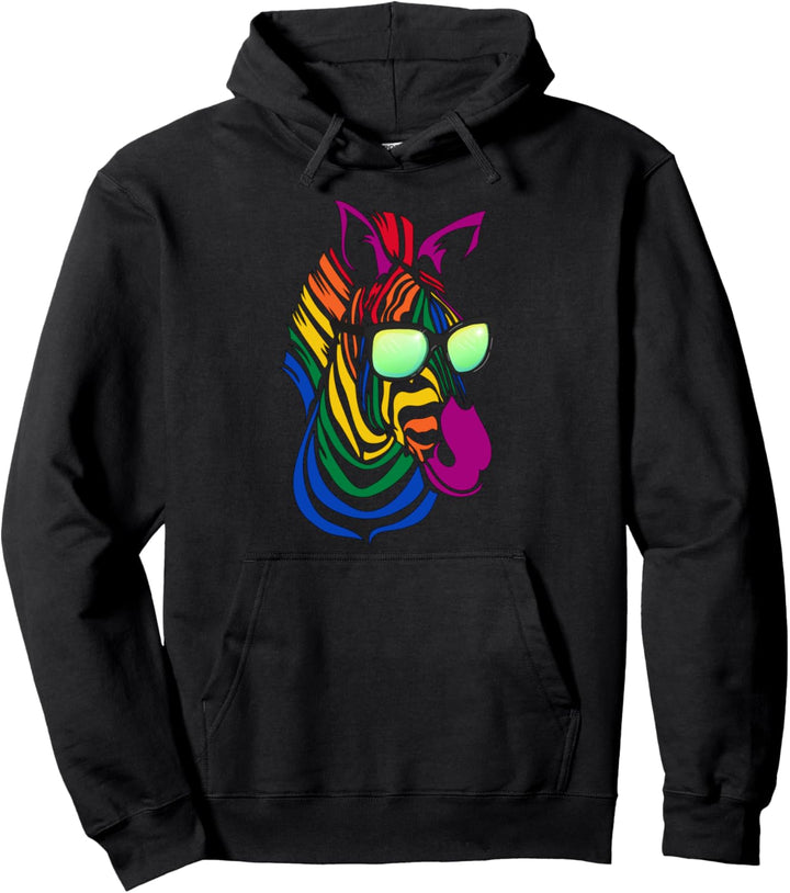 Cooles Buntes Zebra Mit Sonnenbrille Safari Bunt Afrika Pullover Hoodie