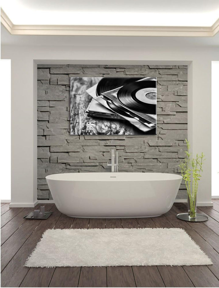 Pixxprint Monocrome, Mixtape, Schallplatte, DJ, Format: 100x70 auf Leinwand, 100x70