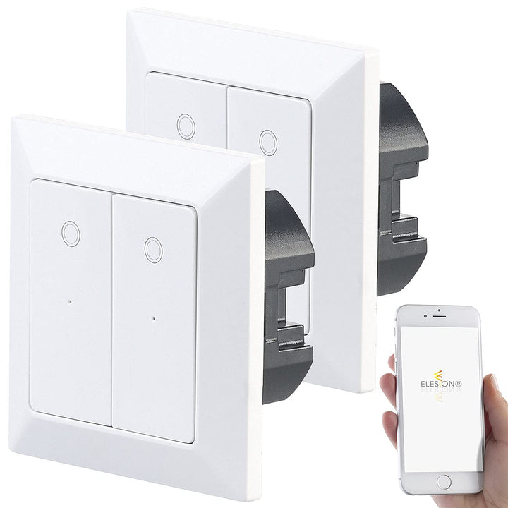 Luminea Home Control WiFi Lichtschalter: 2er-Set Doppel-Lichttaster mit WLAN, App und Sprachsteuerun